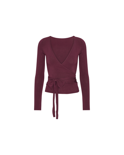 Ballet Wrap Blouse - Deep Plum