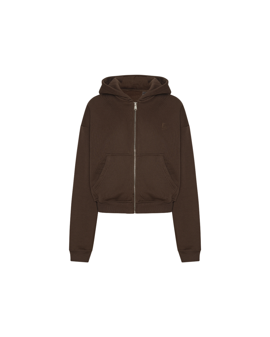 Cropped Zip Hoodie - Pecan Brown