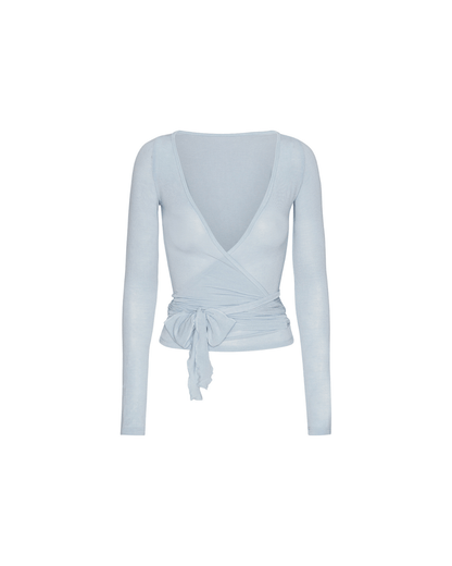 Ballet Wrap Blouse - Powder Blue