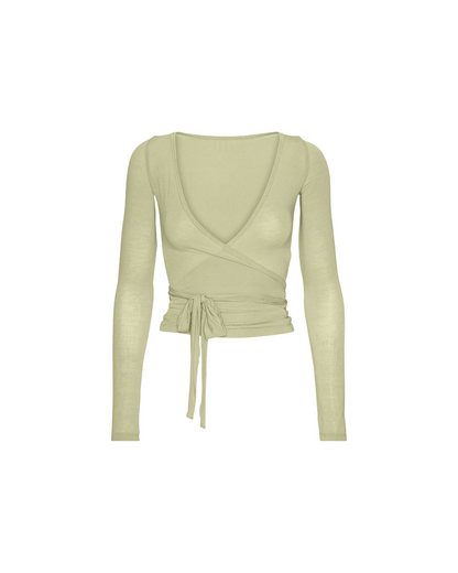 Ballet Wrap Blouse - Dusty Green