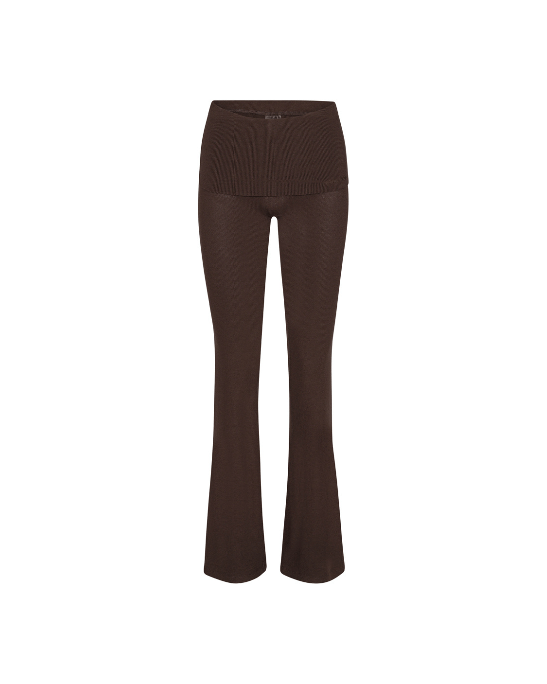 Rib Fold Over Pants - Pecan Brown