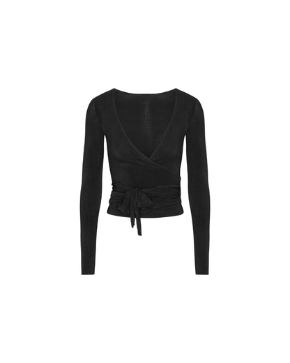 Ballet Wrap Blouse - Black