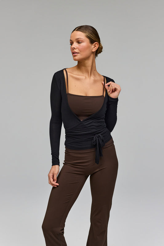 Ballet Wrap Blouse - Black