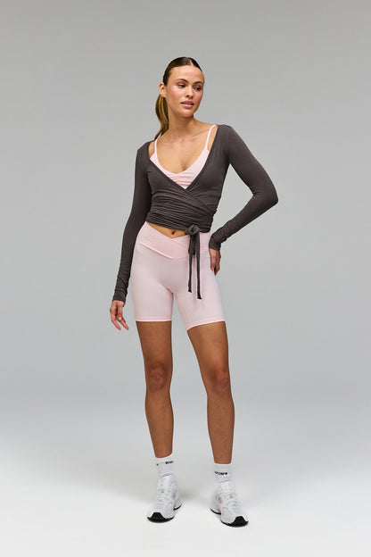 Ballet Wrap Blouse - Grey