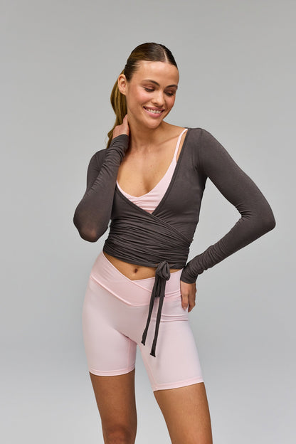 Ballet Wrap Blouse - Grey