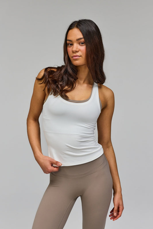 Neaty Racer Tank Top - White