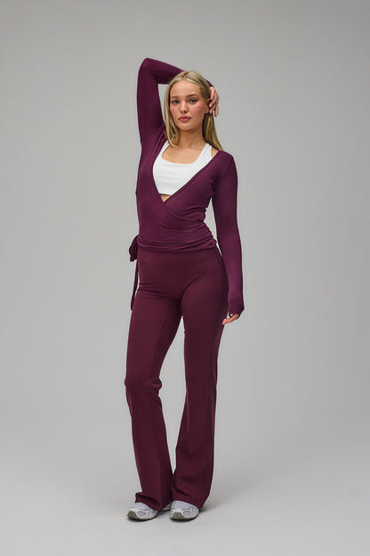 Ballet Wrap Blouse - Deep Plum