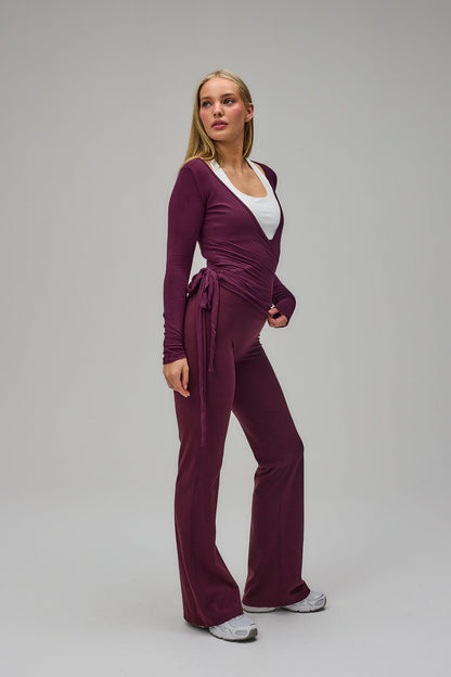 Ballet Wrap Blouse - Deep Plum