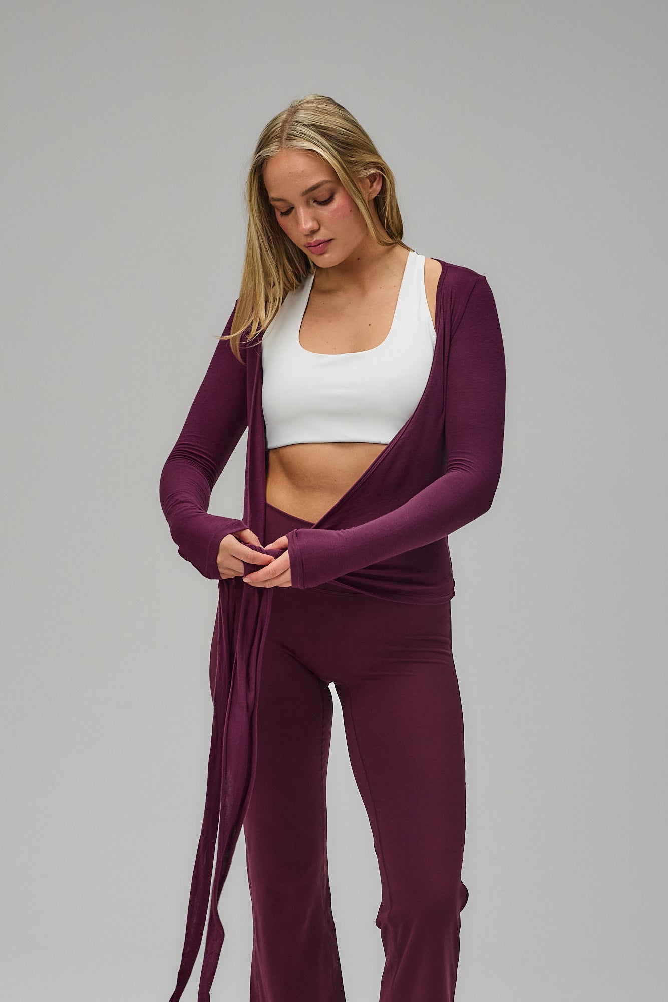 Ballet Wrap Blouse - Deep Plum