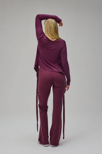 Ballet Wrap Blouse - Deep Plum