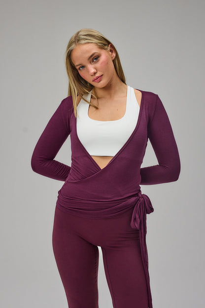 Ballet Wrap Blouse - Deep Plum