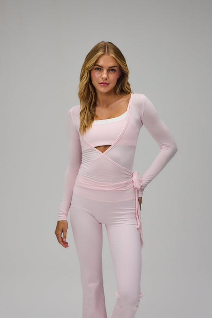 Ballet Wrap Blouse - Soft Pink