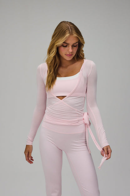 Ballet Wrap Blouse - Soft Pink