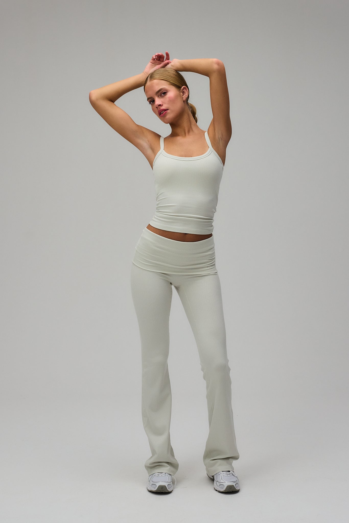 Rib Fold Over Pants - Vanilla