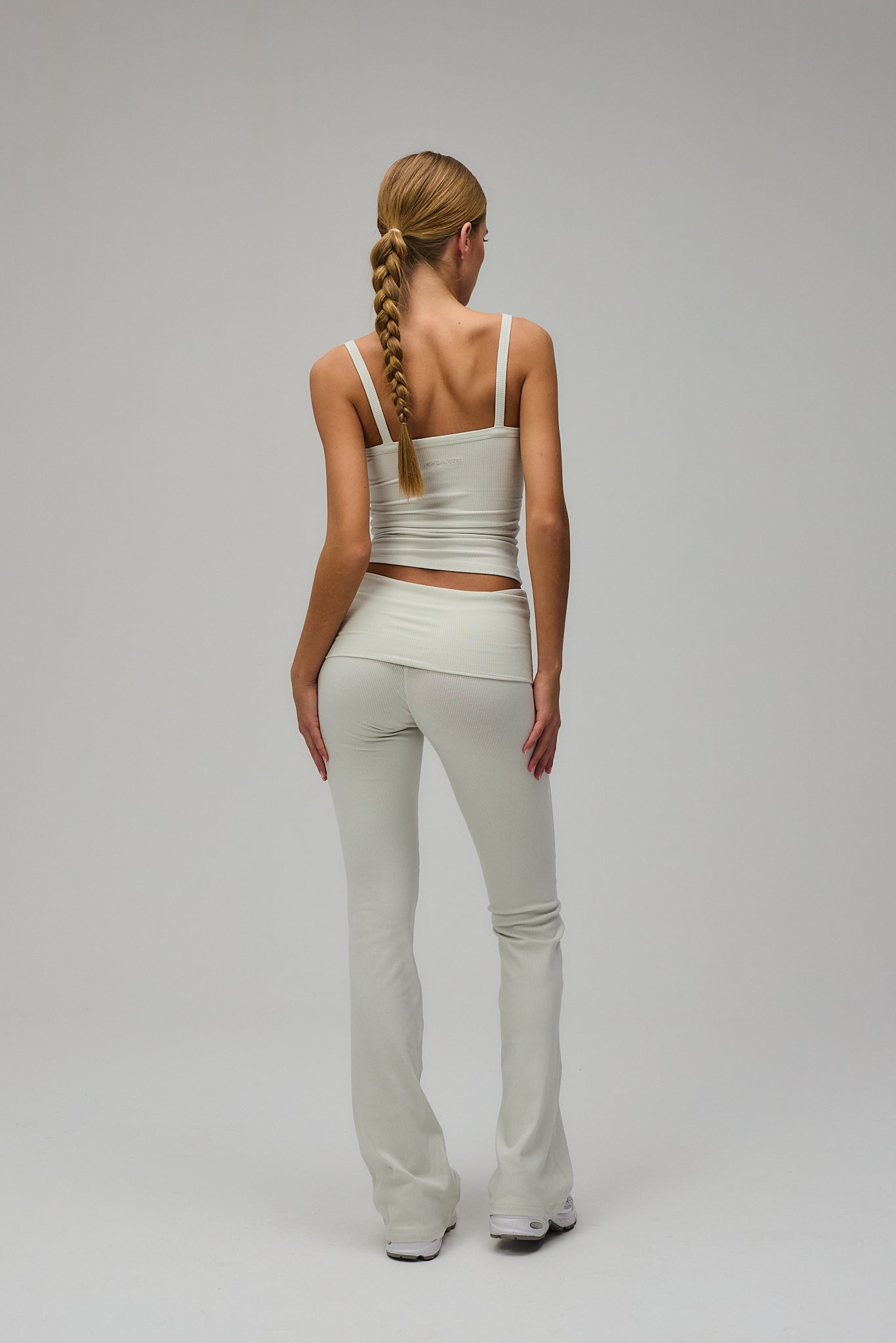 Rib Fold Over Pants - Vanilla