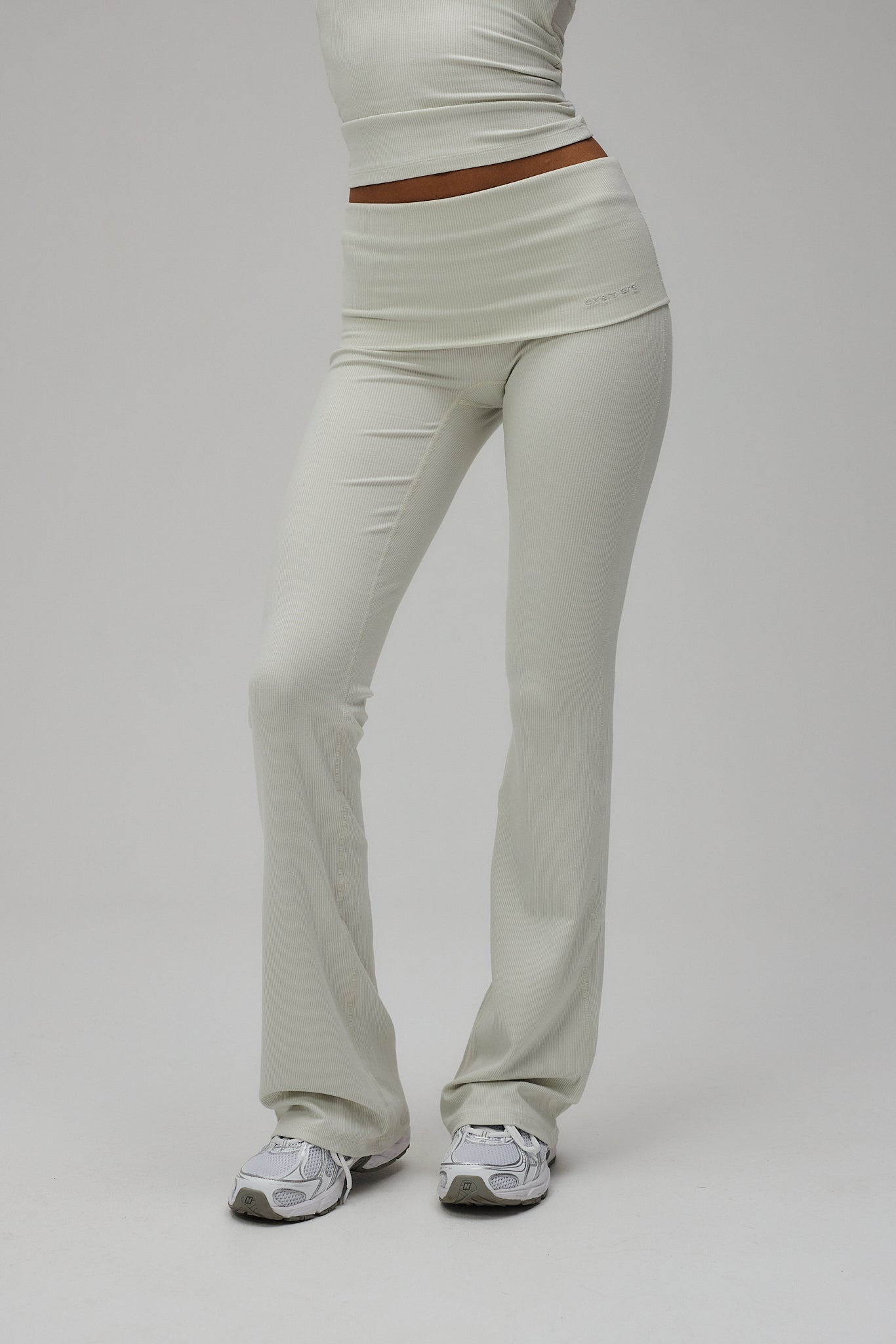 Rib Fold Over Pants - Vanilla