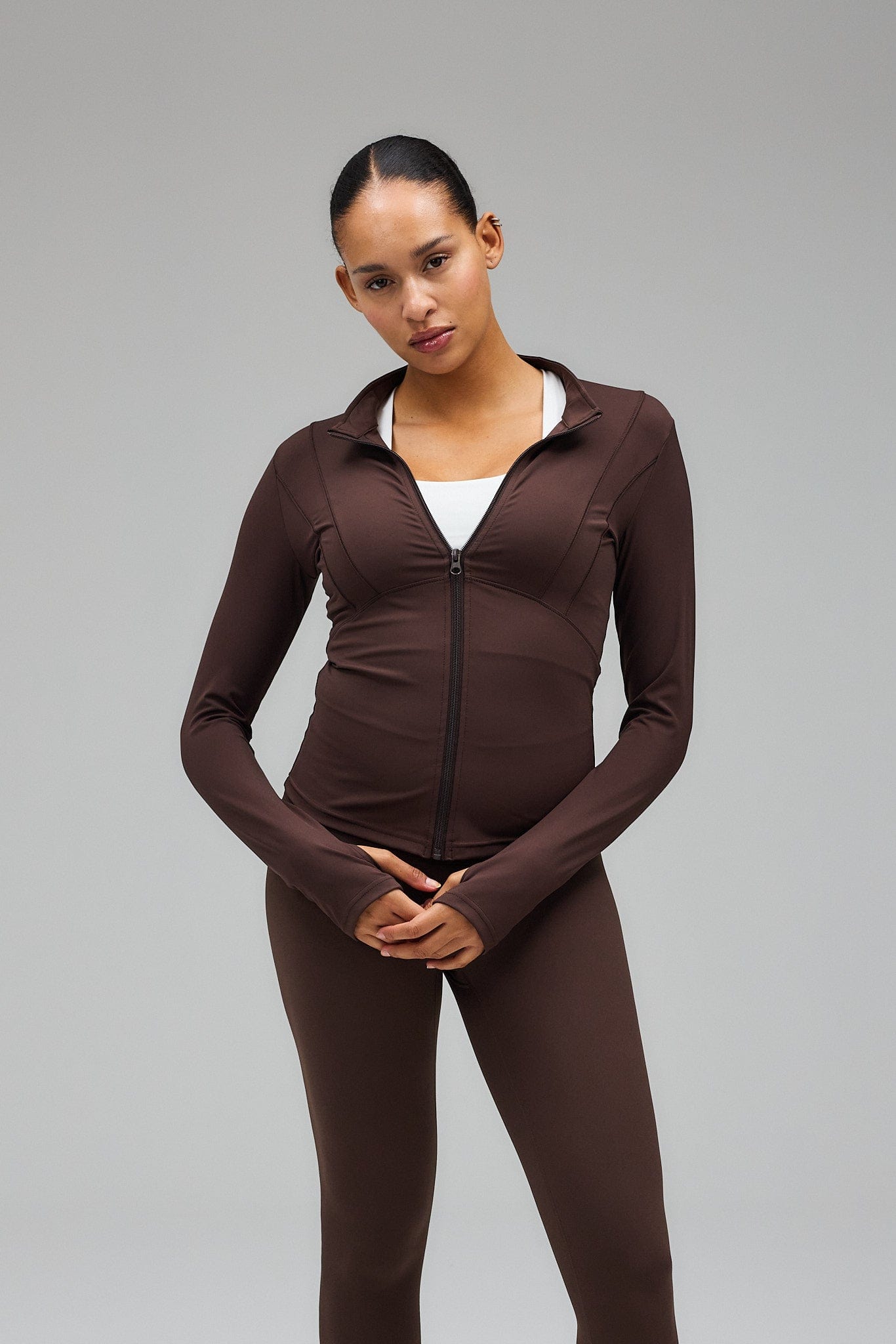 Hyper Zip Blouse - Pecan Brown