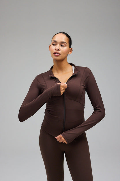 Hyper Zip Blouse - Pecan Brown