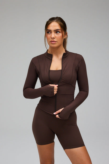 Hyper Zip Blouse - Pecan Brown