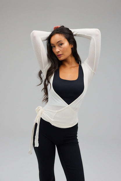Ballet Wrap Blouse - White