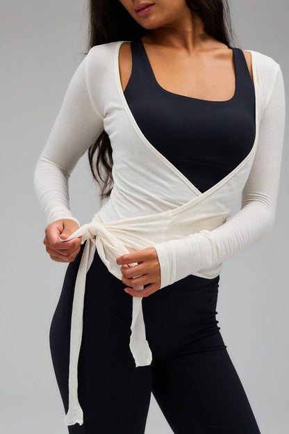 Ballet Wrap Blouse - White