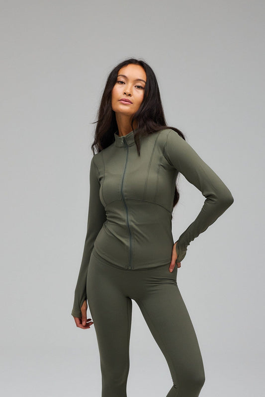 Hyper Zip Blouse - Olive Green