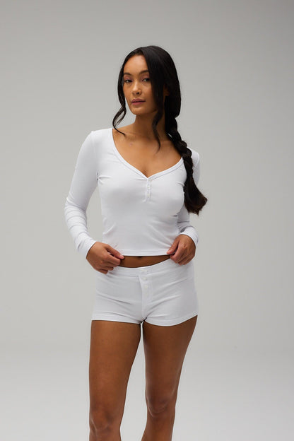 Rib Night Shorts - White
