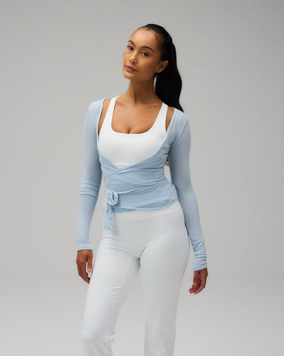 Ballet Wrap Blouse - Powder Blue