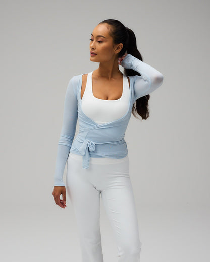 Ballet Wrap Blouse - Powder Blue