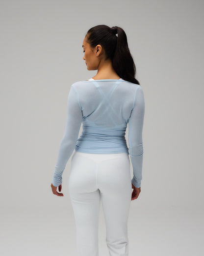 Ballet Wrap Blouse - Powder Blue