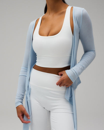 Ballet Wrap Blouse - Powder Blue