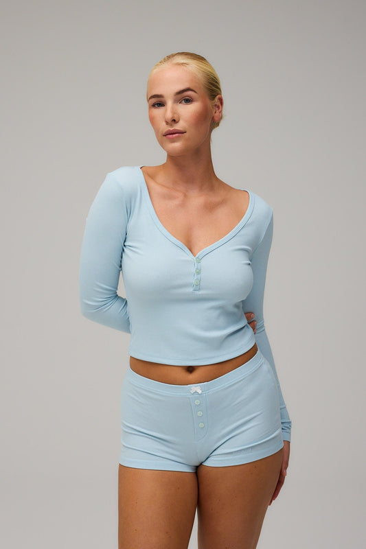 Rib Night Shorts - Powder Blue