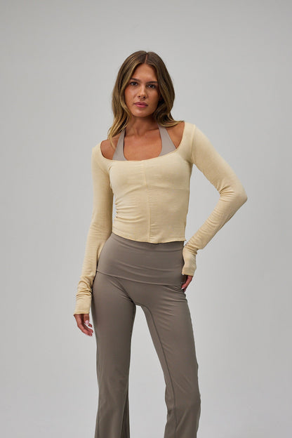 Ballet Long Sleeve Blouse - Beige