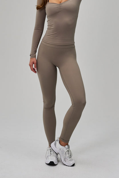 Luna Scrunch Tights - Sand Beige