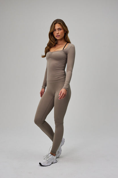 Luna Scrunch Tights - Sand Beige