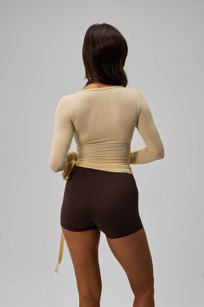 Ballet Wrap Blouse - Beige