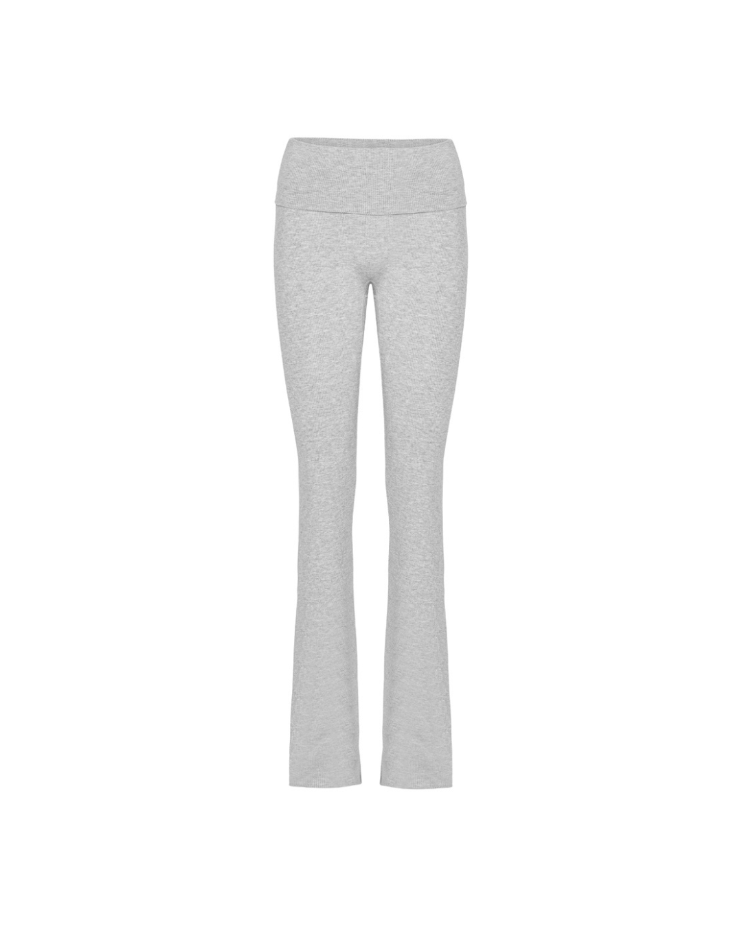Rib Fold Over Pants - Grey Melange